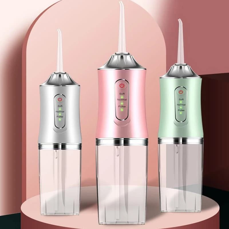Irrigateur buccal Portable, Jet d'eau dentaire, Rechargeable par USB, pointe de cure-dents, 220ml, 3