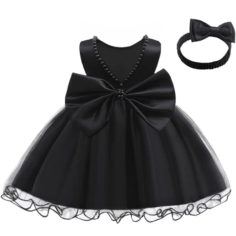 Robes de bébé fille 1er fête d'anniversaire dos nu broderie élégant grand nœud mariage blanc Tutu ro