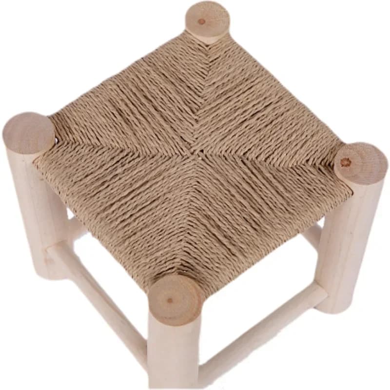 Tabouret à langer en bois tissé, tabouret en pin tissé à la main, en bois massif, antidérapant, pour