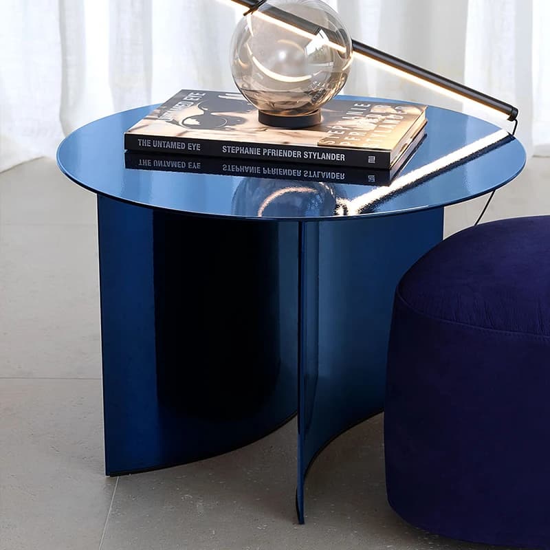 Manually ian-Table d'appoint industrielle moderne en fer et métal, table basse ronde en laiton antiq