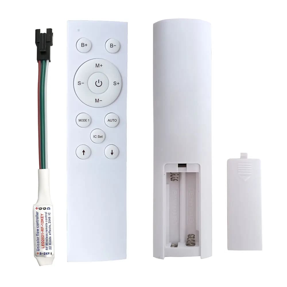 Contrôleur LED d'eau courante avec télécommande RF 12 touches pour bande lumineuse de Pixel de cours