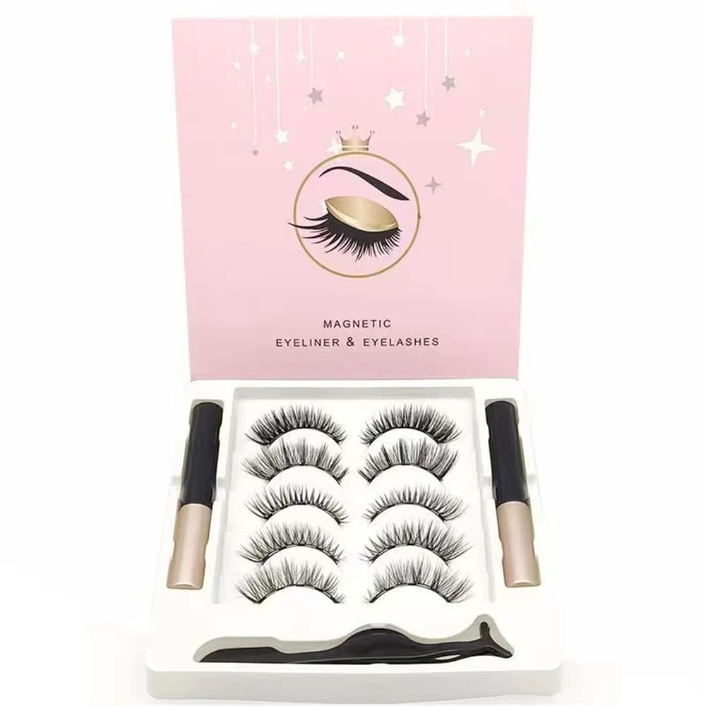 5 paires 5 cils magnétiques Eyeliner pince à épiler ensemble 3D cils de vison naturel artificiel fau