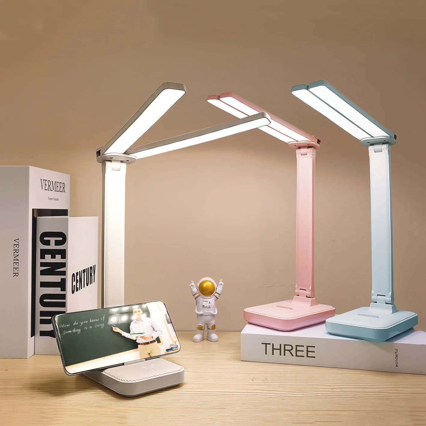 Lampe de bureau USB à 3 niveaux de luminosité réglable, veilleuse tactile, rechargeable par USB, pro