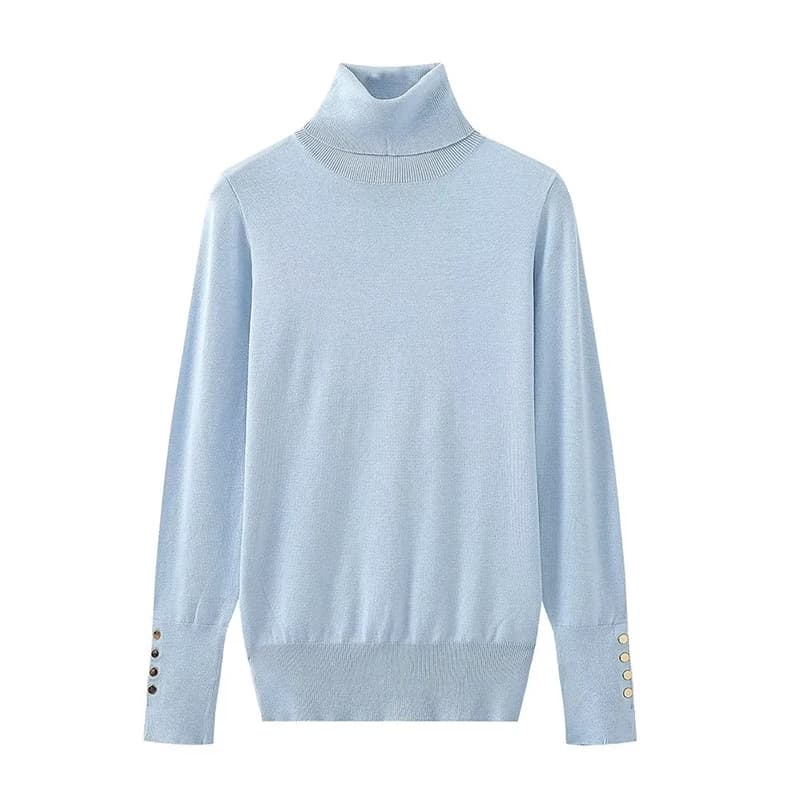 YENKYE automne femmes à manches longues basique col roulé tricot pull pull décontracté tricots