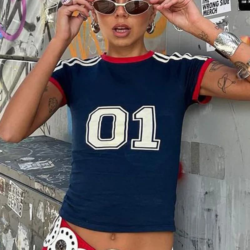 T-shirt Manches Courtes pour Femme, Streetwear Vintage, Esthétique, Goth, Harajuku, Y2k