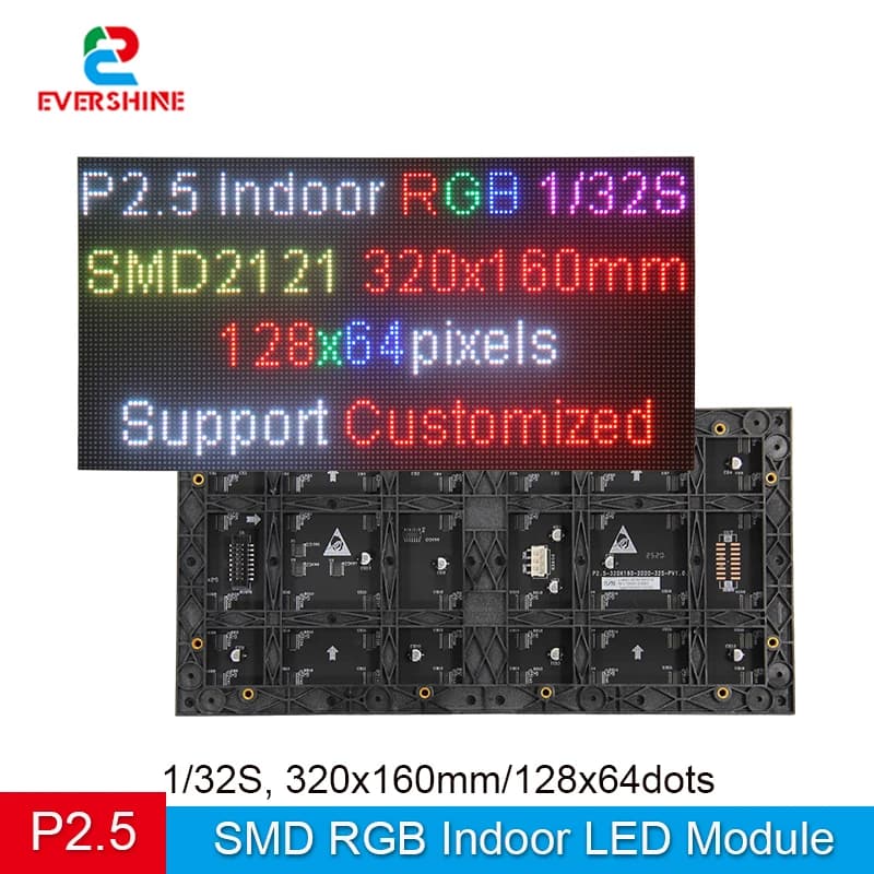 Meilleur prix Module de panneau LED d'intérieur polychrome P2.5, 320x160mm, affichage 128x64 pixels,