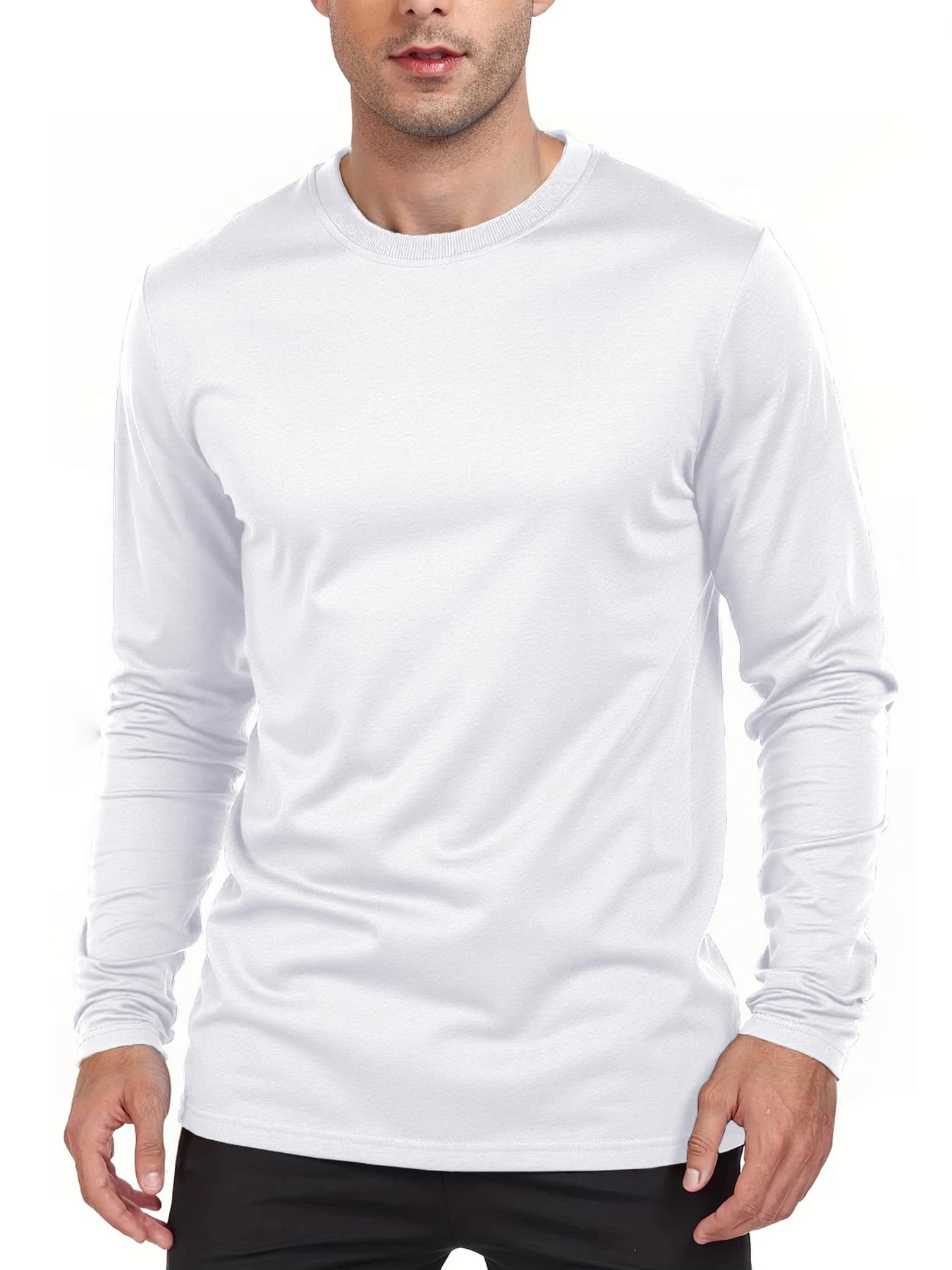 T-shirts à manches longues pour hommes T-shirts décontractés à col rond évacuant l'humidité hauts po