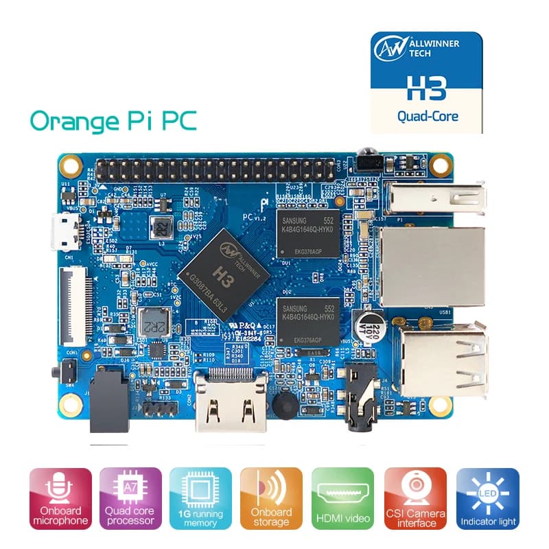 Orange Pi PC 1 Go H3 Quad-Core Prise en charge Android, Ubuntu, Image Debian Ordinateur monocarte