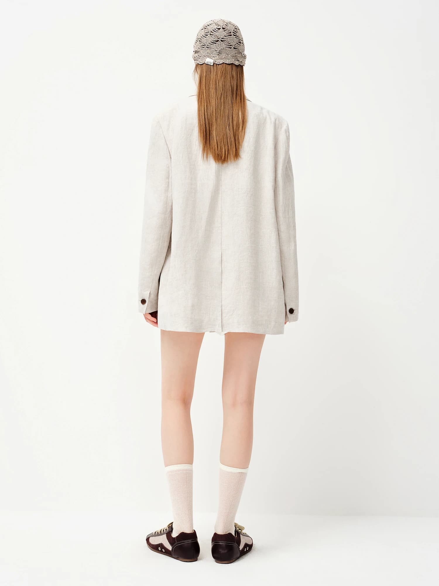 Blazer en lin 100 % pour femme FSLE Printemps 2026 - Coupe décontractée, surchemise non structurée p