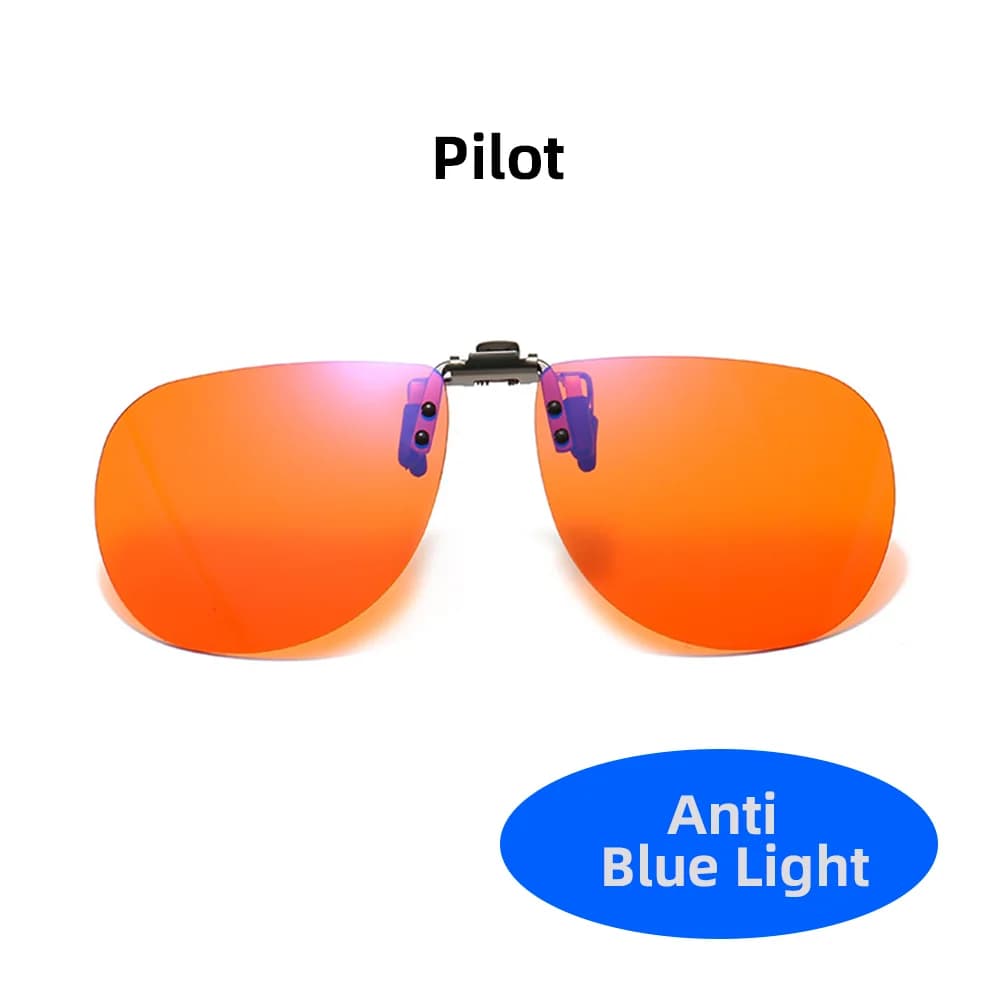 VIVIBEE Flip Up Clip sur lunettes bloquant la lumière bleue hommes ordinateur Orange Anti Ray filtre