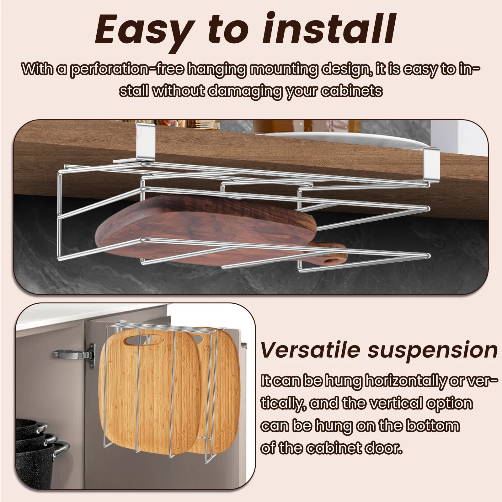 Support organisateur de planche à découper sous armoire, planche à découper suspendue de cuisine, co