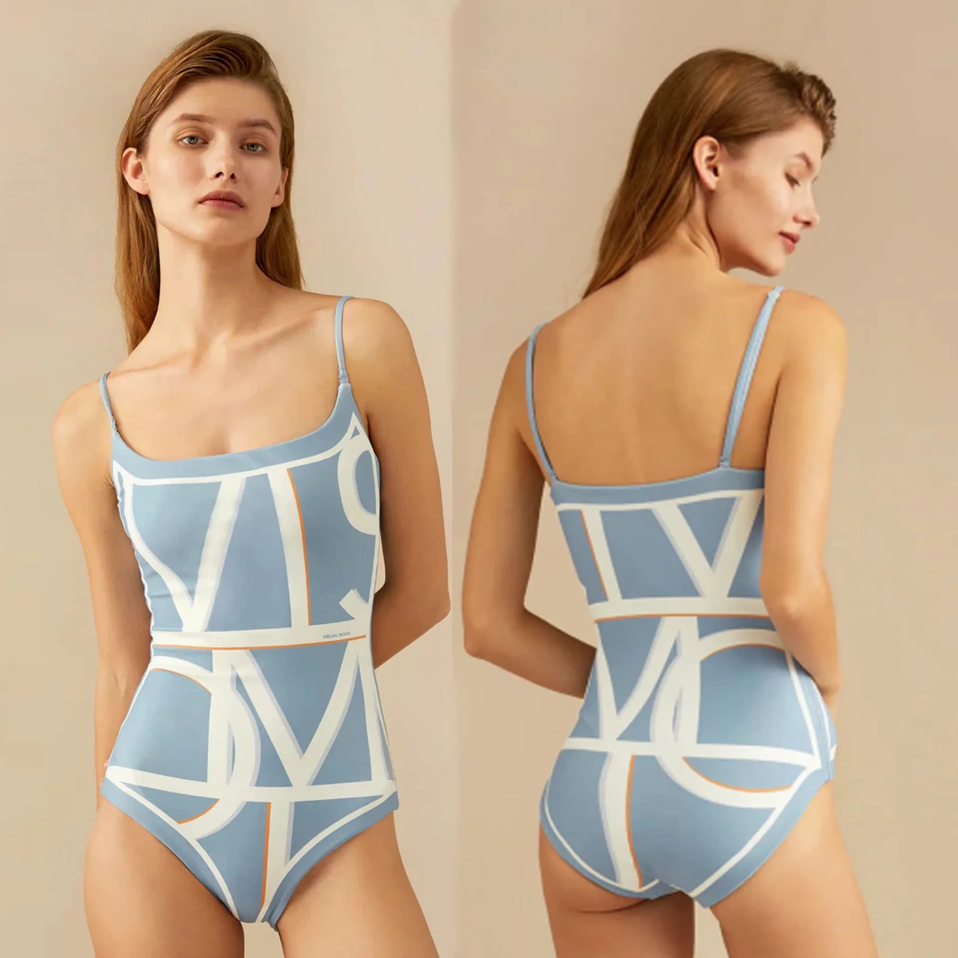 Maillot de bain Ins Wind Double face imprimé petit maillot de bain une pièce bustier tubulaire rétro