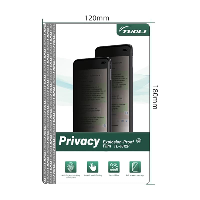 TUOLI TL-1812P 50pcs 25pcs 10pcs Anti-peep 256 Confidentialité Hydrogel Film Protecteur D'écran pour