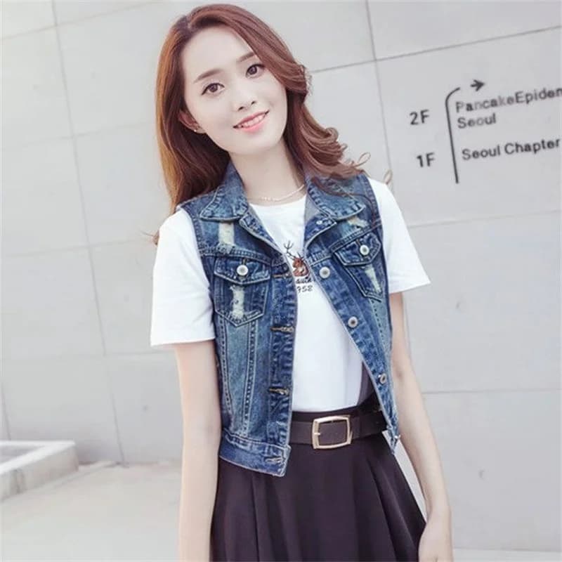 Gilet en Jean Surdimensionné pour Femme, Veste Décontractée, 6XL, Printemps Été