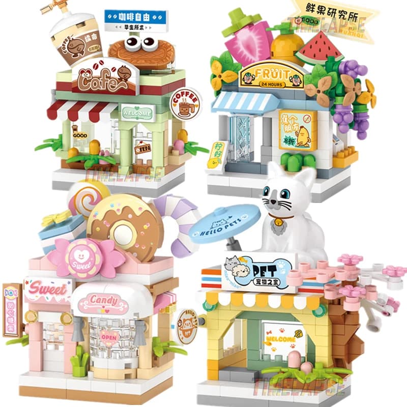 NOUVEAU Kit de Blocs de Construction Modèle de Jouet en Briques : Restaurant, Dessert, Café, Fruits,