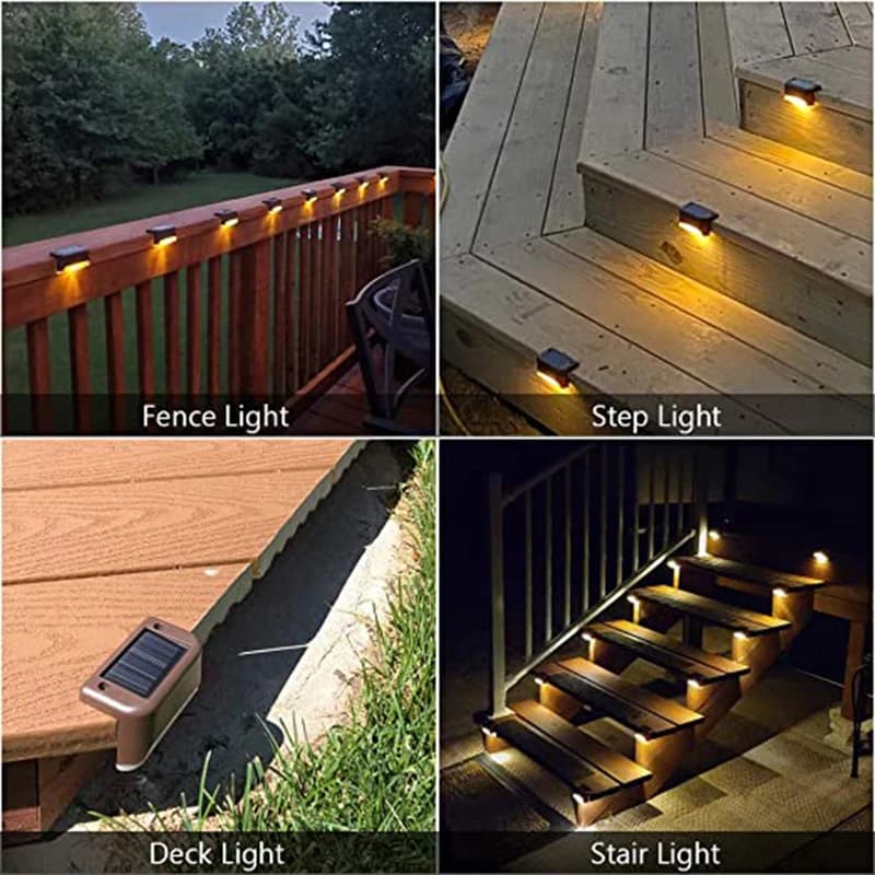 Blanc chaud LED solaire étape lampe chemin escalier extérieur jardin lumières étanche balcon lumière