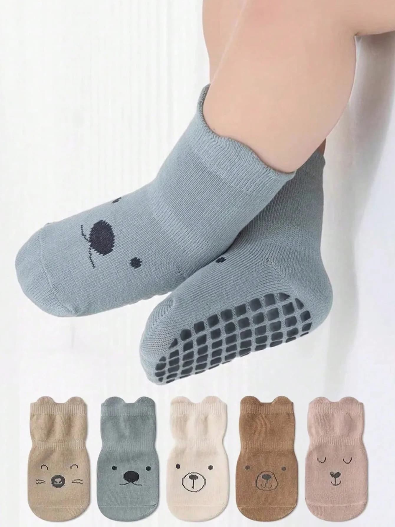 5 paires de chaussettes de sol pour bébé, toutes saisons, antidérapantes, pour enfants en bas âge, f