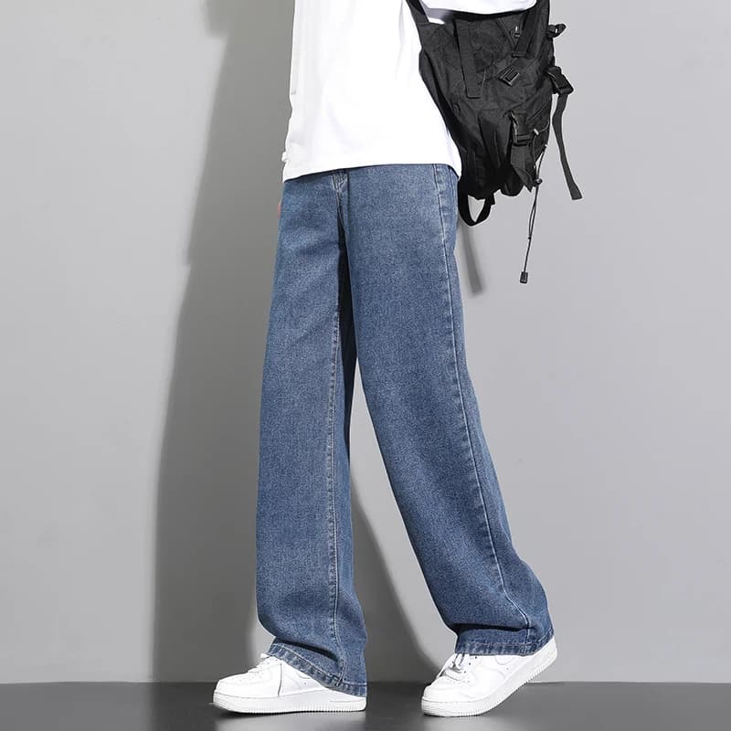 Nouveau Jean Long Décontracté Coréen pour Homme 2026 – Coupe Droite Classique en Denim, Jambes Large