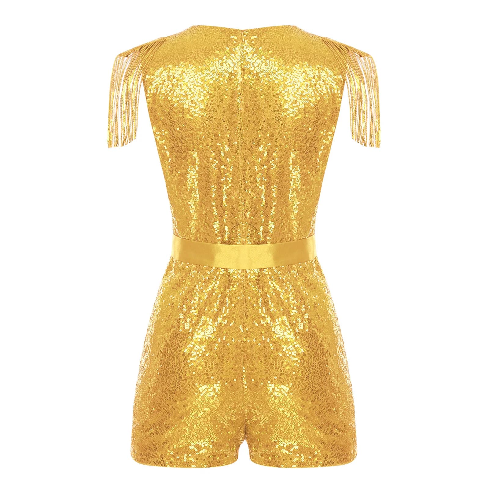 Barboteuse à paillettes et pompons pour femmes, combinaison chaude, col en v, sans manches, scintill
