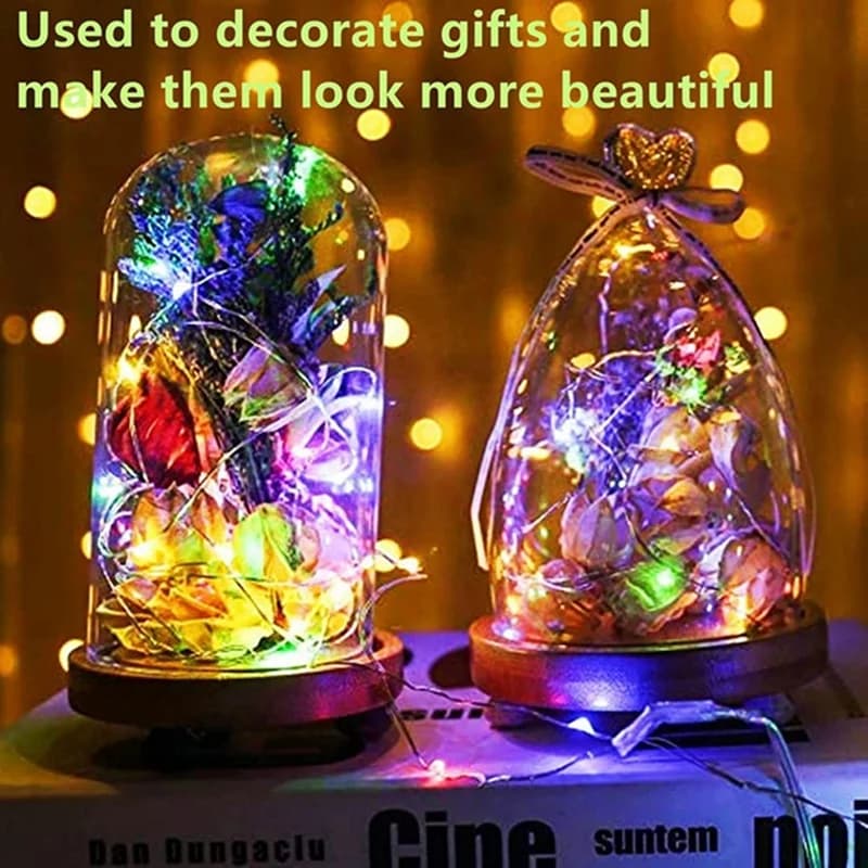 Paquet de 20 guirlandes lumineuses féeriques 20Led 2M fil de cuivre argenté alimenté par batterie dé