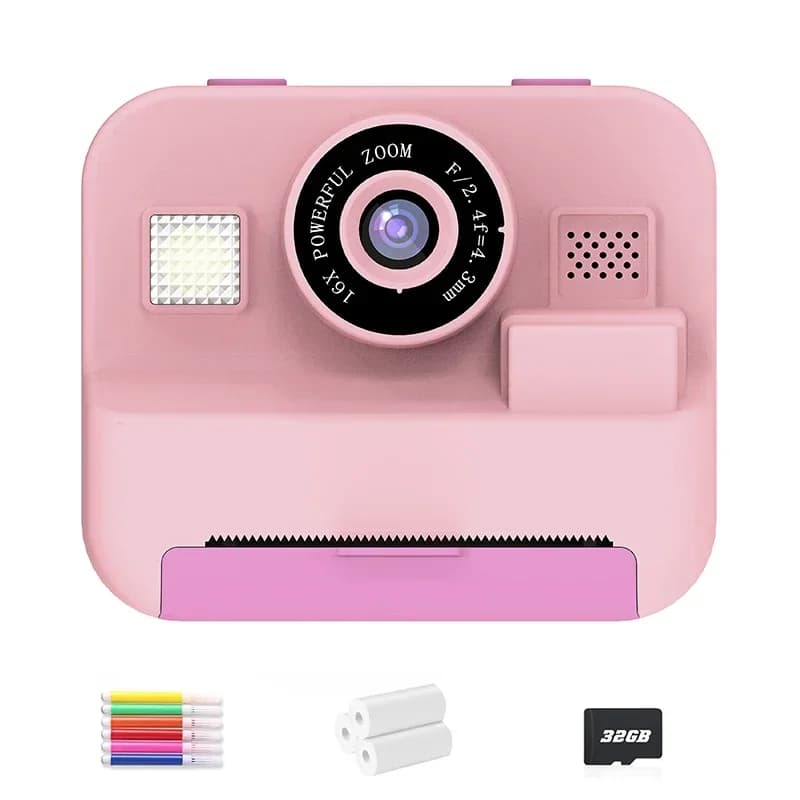 Appareil photo numérique pour enfants, impression instantanée et vidéo statique, carte 32 Go et impr