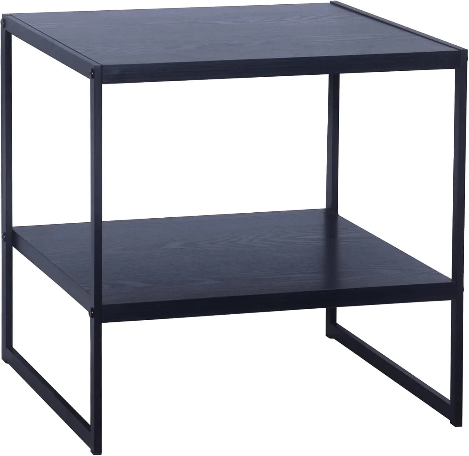 Essentials Jamestown Table d'appoint carrée avec étagère de rangement grain de bois de chêne noir et