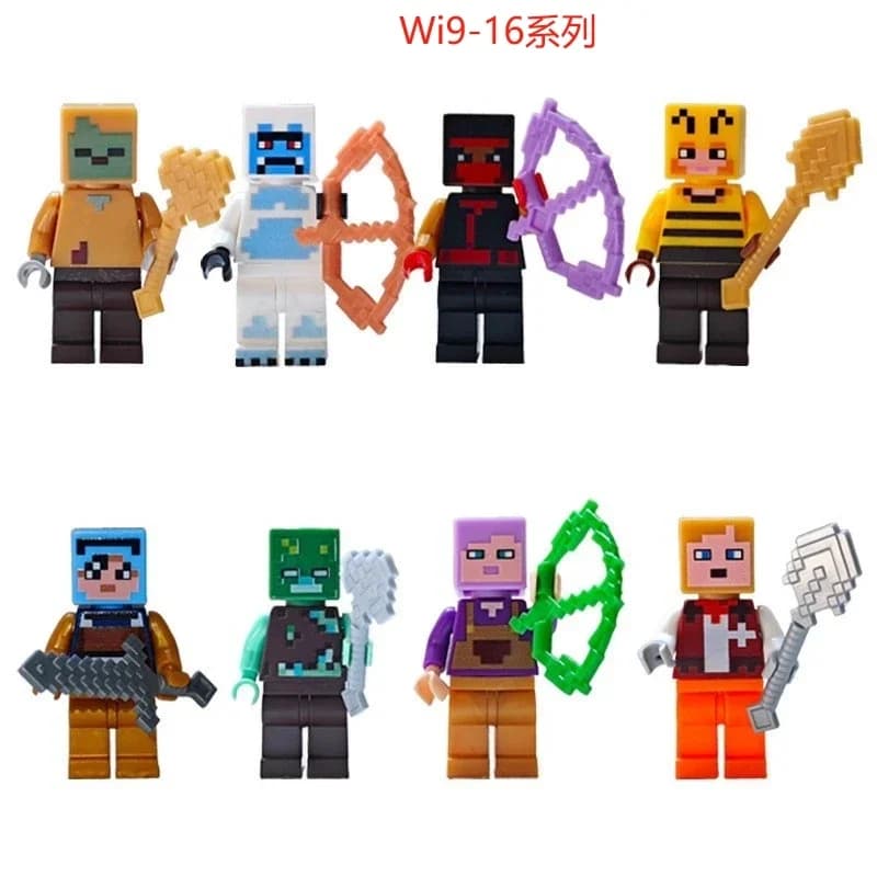 8 pièces/lot Minecrafte Creeper petits blocs de construction EnderDragon bricolage Steve Cube squele