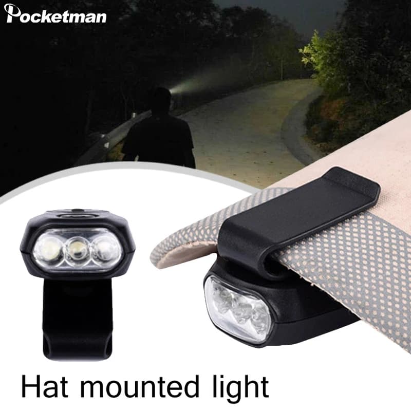 Mini 3LED lampe frontale extérieure chapeau pince phare Camping lampe frontale Mini tête avant lumiè