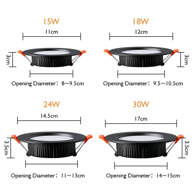 6 pièces LED Downlight 5W 7W 9W 12W 15W 18W plafonnier encastré blanc chaud/froid AC220V-240V