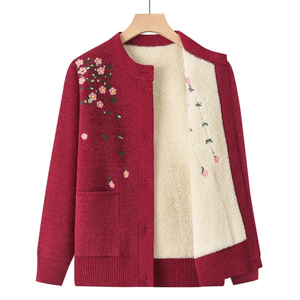 Vêtements d'hiver à manches longues pour femmes, XL-6XL d'âge moyen, cardigan respirant, pull pour f