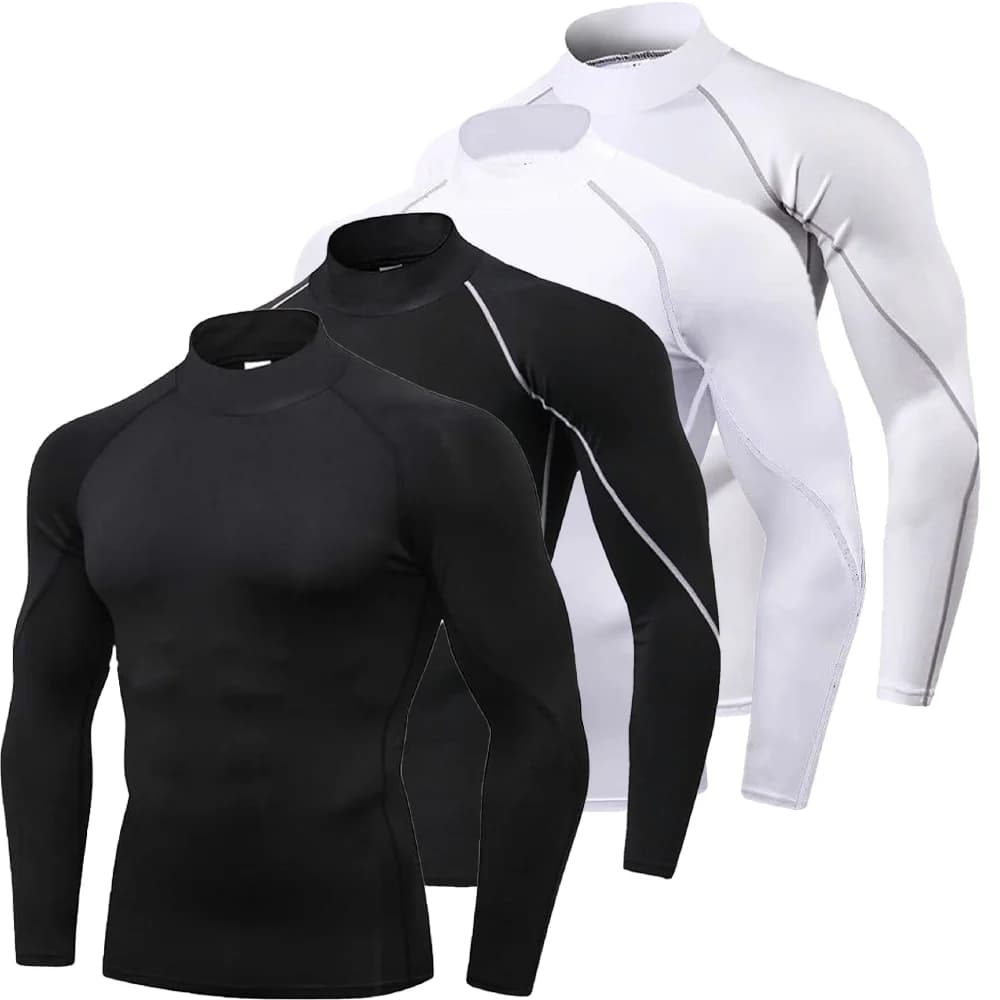 Chemise de Compression d'entraînement pour hommes, T-shirt de course à séchage rapide, col roulé, ma