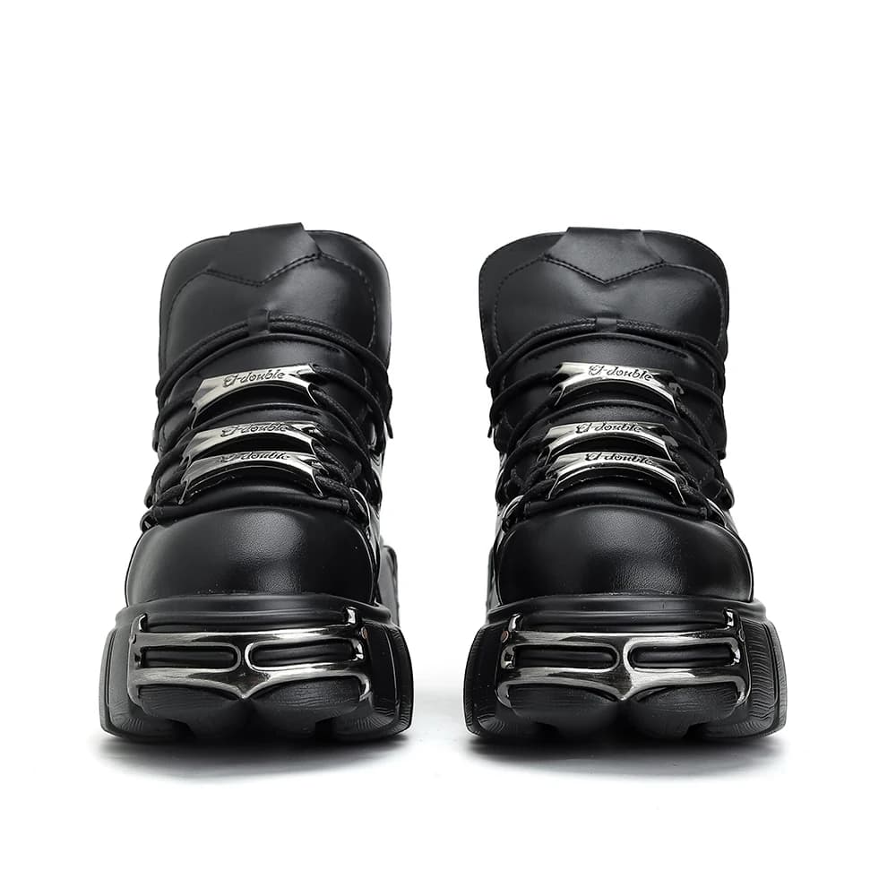 Nouvelles Chaussures Femme Style Punk 2026 – Bottes Rock à Lacets avec Plateforme et Talon de 6 cm, 