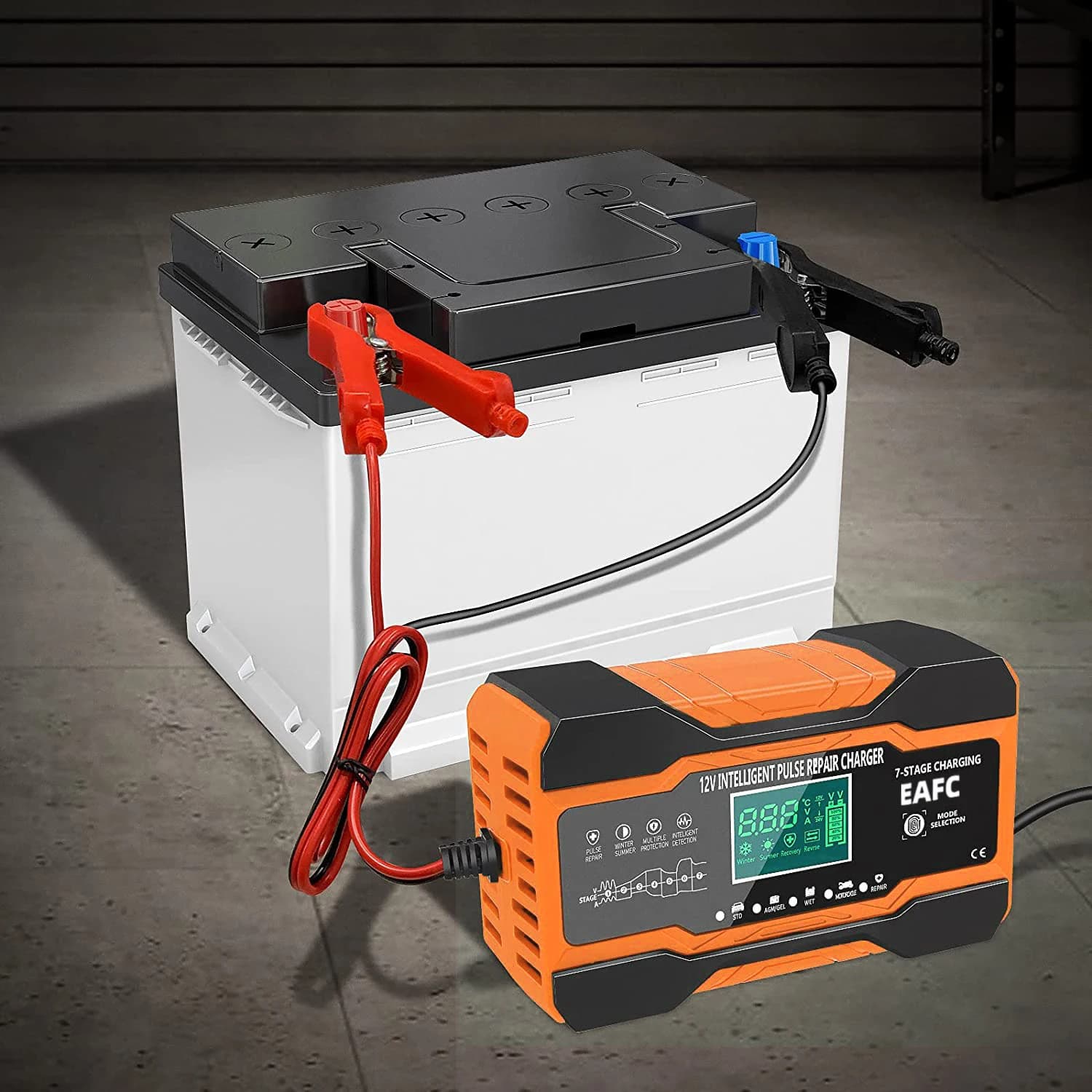 EAFC 12V 12A chargeur de batterie de voiture 240W réparation d'impulsions entièrement automatique ch