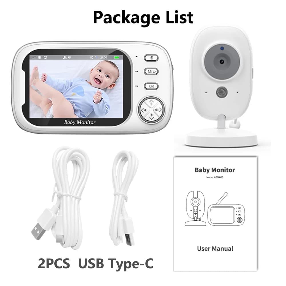 Moniteur vidéo sans fil pour bébé, 3.5 pouces, Audio bidirectionnel, caméra de sécurité pour nounou,
