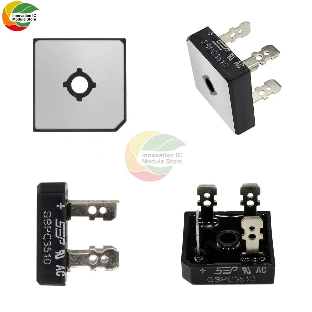 Redresseur en pont carré en ligne GBPC3510-1000V/35A avec dissipateur thermique, diode redresseuse d
