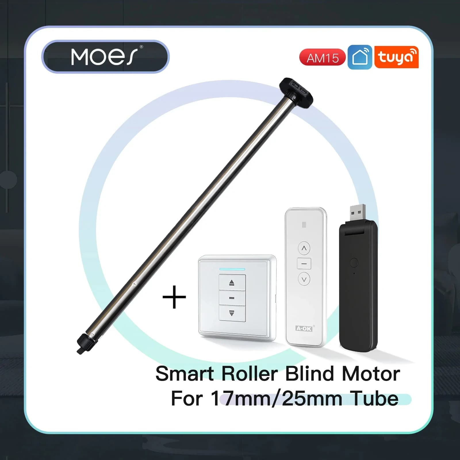 Moteur de store à rouleau tubulaire automatique AM15, pour Tube 17/25mm, pare-soleil électrique moto