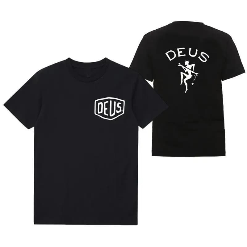 DEUS EX MACHHR-Maillot de football à manches courtes pour homme, haut noir décontracté, t-shirts res