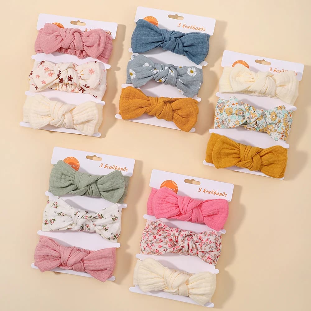 3 pièces bébé filles bandeau ensemble nœud noeud tête enveloppement pansement enfants tout-petits ch