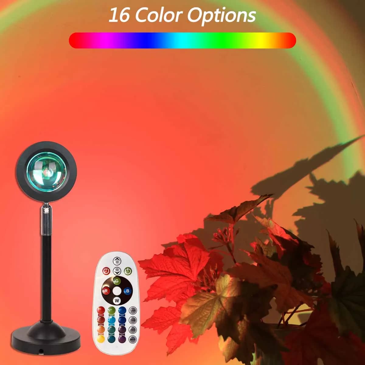 Lumière de coucher de soleil avec télécommande USB, 16 couleurs, lumière ambiante, photographie, pri
