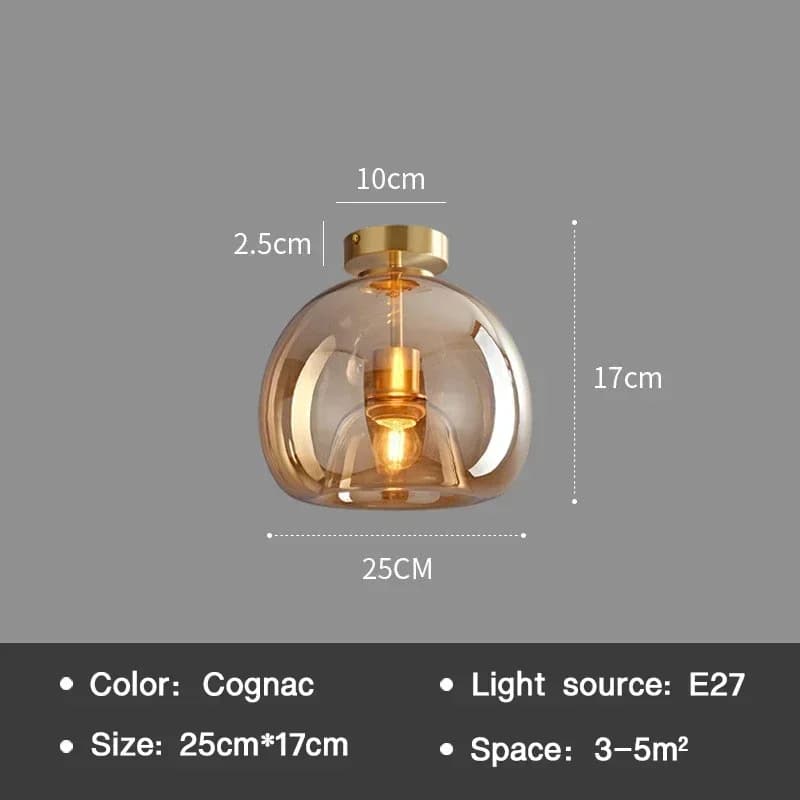 Plafonnier moderne nordique Cognac verre plafonnier LED minimaliste pour salon salle à manger allée 