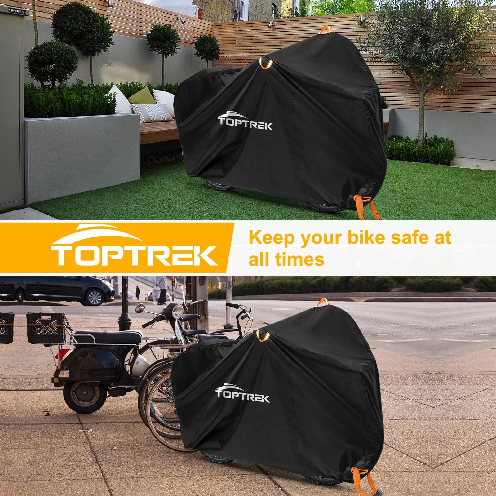 Toptrek Housse de vélo 210D Oxford Rangement extérieur Housse de vélo étanche et anti-UV avec membra