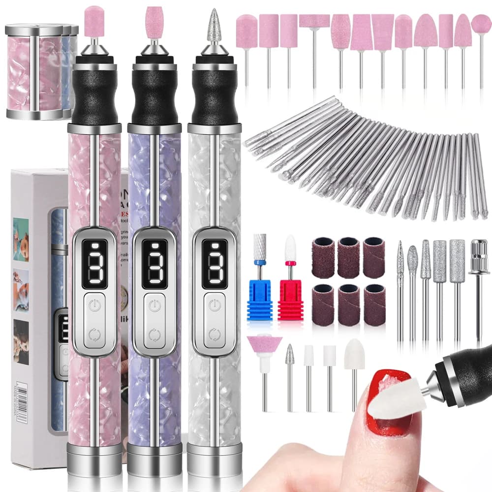 Ensemble de limes à ongles électriques sans fil, 4 vitesses réglables pour ongles en acrylique, faço