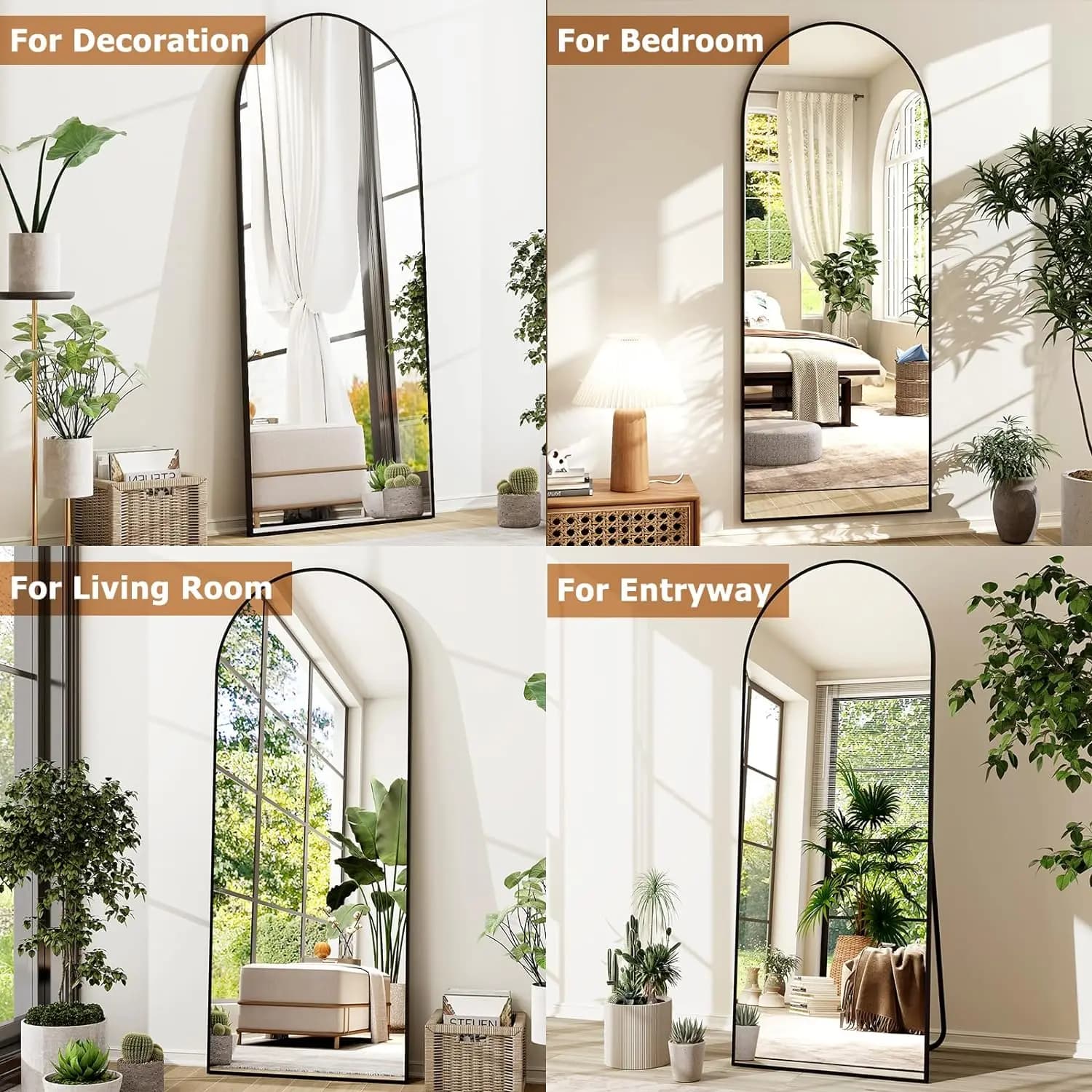 Miroir pleine longueur arqué 26" x 71" - Miroir complet - Miroirs de sol extra larges pour chambre, 