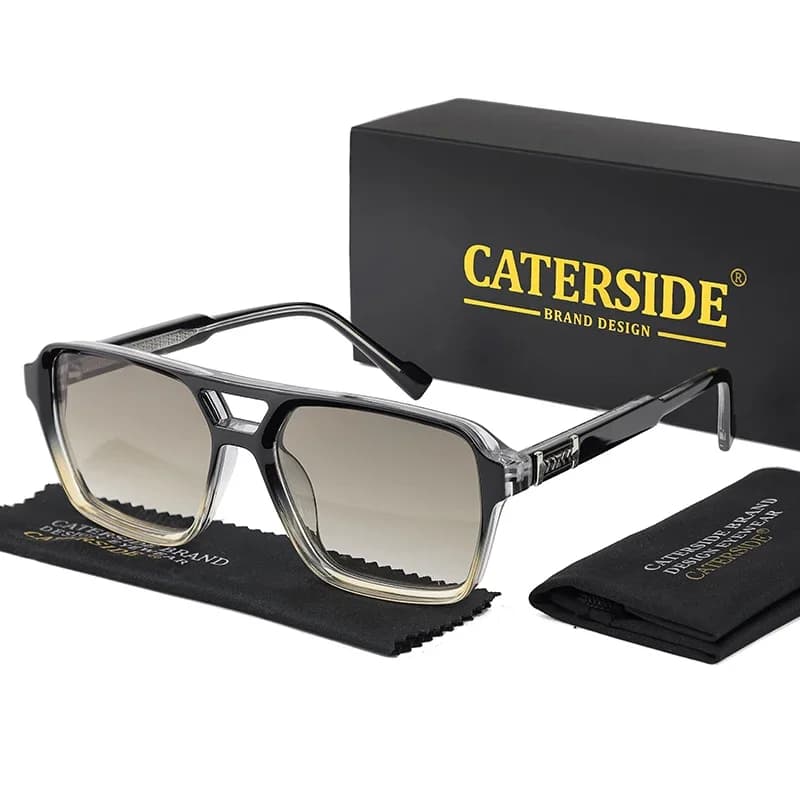 CATERSIDE mode Punk lunettes de soleil hommes cadre carré plat haut Double pont haute qualité lunett