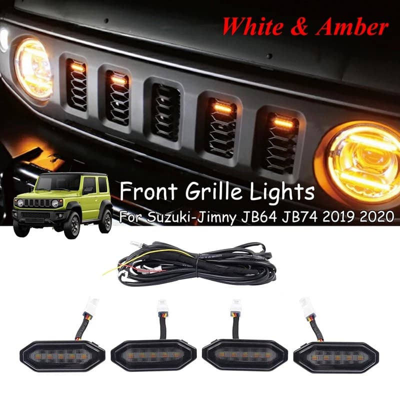 Feux de calandre avant à LED, lumière ambre blanche, lampes de calandre externes pour Suzuki Jimny, 