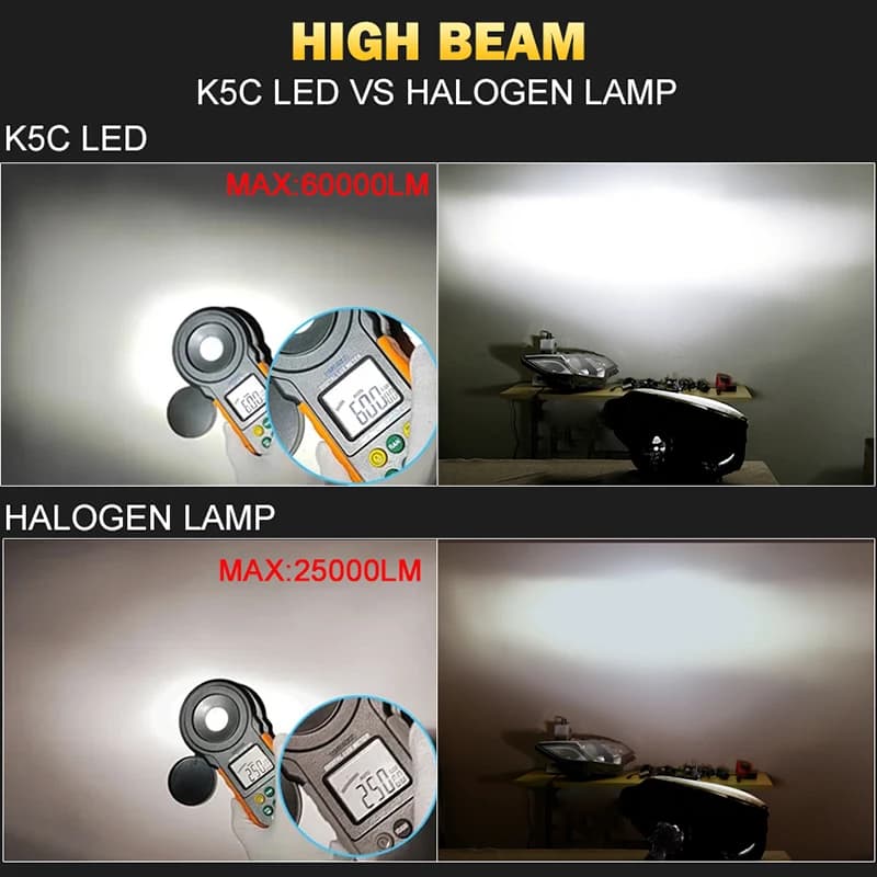 K5C H7 LED 60000LM Phares Canbus 8000K H1 H4 H11 9012 HIR2 H8 H9 9005 9006 HB3 HB4 Haute Puissance 6