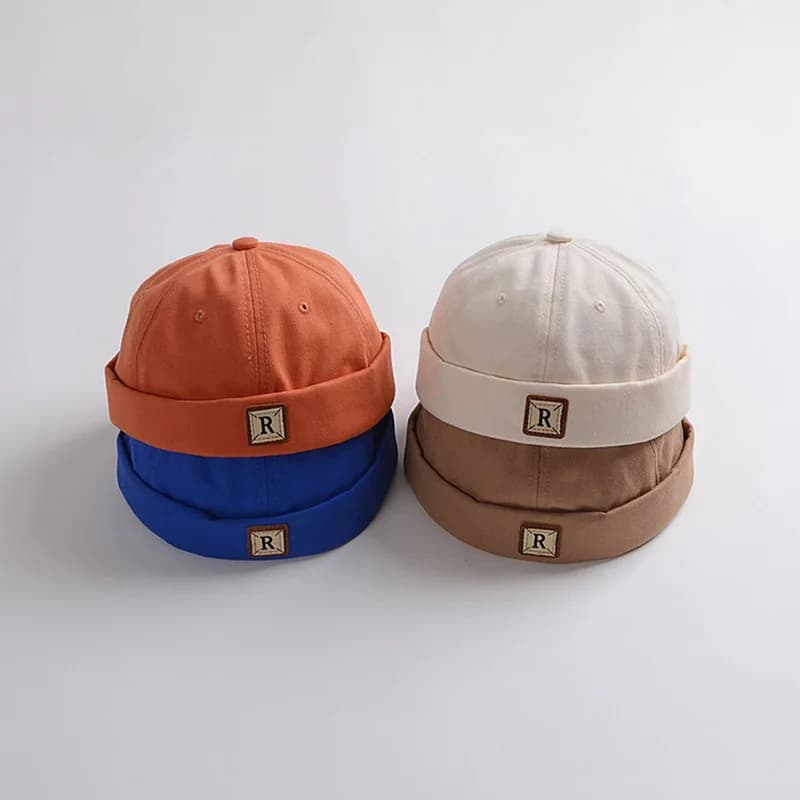 Casquette sans bord unie pour bébé, style Docker Hip Hop, Melon, Landlord, Bonnet, pour garçons et f