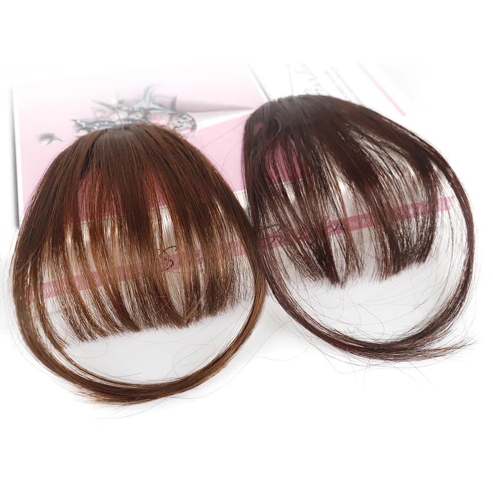 Jeedou mince frange émoussée Extension de cheveux synthétiques à clipser aspect naturel coiffure ins