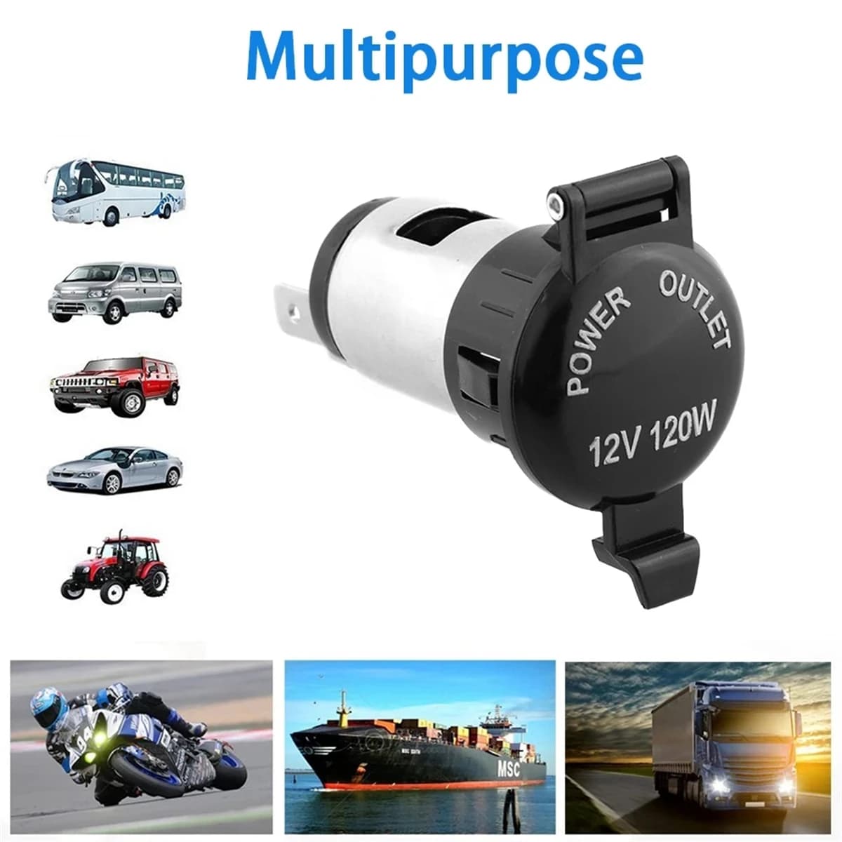 Prise de chargeur de Cigarette de voiture 12V-24V, prise d'alimentation thermique 120W-250W, étanche