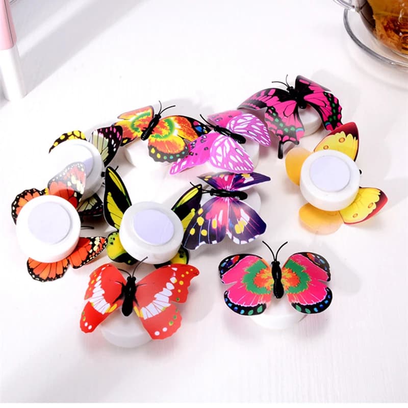 2/1 pièces LED coloré papillon veilleuse bricolage LED réfrigérateur aimant fête mariage salon chamb